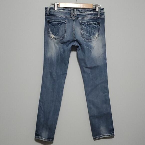 Vigoss Studio jeans women's size 7 / 8 blue The Ritz cropped skinny holes - Picture 12 of 16